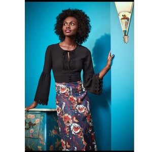 ModCloth Anna Sui Floral‎ Rooted in Retro Bird Bell Sleeve Maxi Dress Size 20